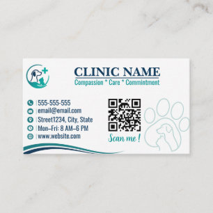 Cartão de Visita Veterinário Moderno Personalizado