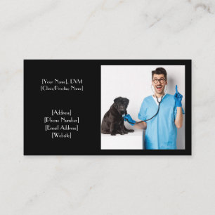 Cartão De Visita Veterinário Negro Personalizável