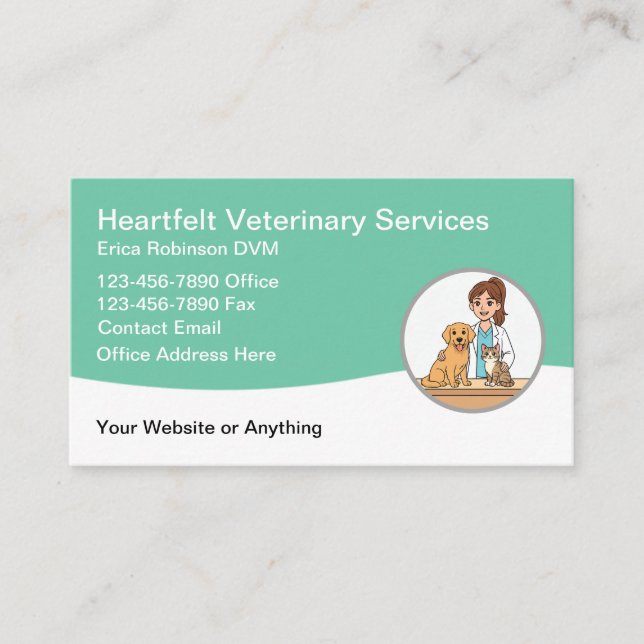 Cartão De Visita Veterinary Animal Hospital Services (Frente)