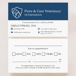 Cartão De Visita Veterinary Office Pet Visit Reminder Appointment