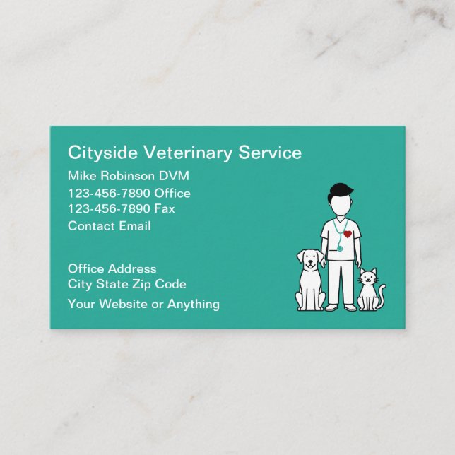 Cartão De Visita Veterinary Services Veterinarian Business Cards (Frente)