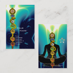 Cartão De Visita VIA DE ASCLEPIUS,7 CHAKRAS YOGA LOTUS POSE Blue