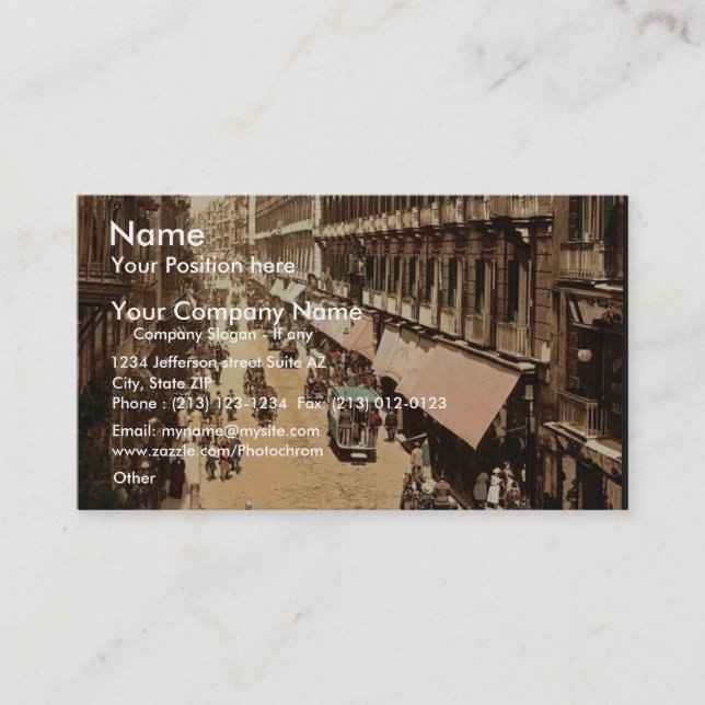 Cartão De Visita Via Roma, Nápoles, Itália - Fotografia clássica (Frente)