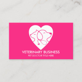Cartão De Visita Via Veterinária Branca Rosa Pet Médico Animal