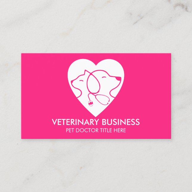 Cartão De Visita Via Veterinária Branca Rosa Pet Médico Animal (Frente)