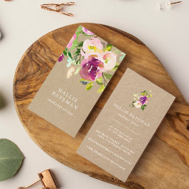 Cartão De Visita Vibrant Bloom | Coroa Fluvial Floral Kraft