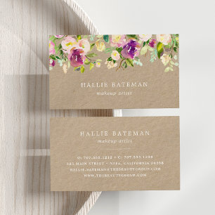 Cartão De Visita Vibrant Bloom Rustic Kraft Floral