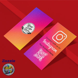 Cartão De Visita Vibrant Gradient Instagram QR Code Social Media