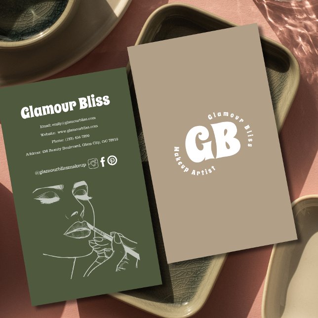 Cartão De Visita Vibrant Green Makeup Artist Salon (Criador carregado)