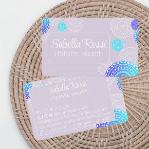 Cartão De Visita Vibrante Aqua Blue Random Mandala a Rosa