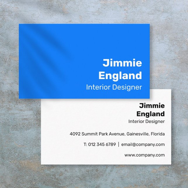 Cartão De Visita Vibrante Moderno Azul Brilhante Simples (Simple Bright Blue Bold Modern Vibrant Business Card)
