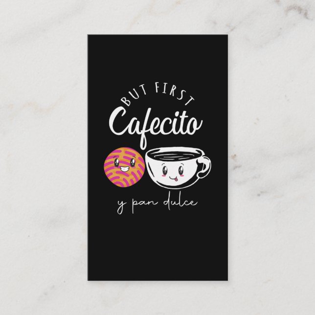 Cartão De Visita Viciado em Café Espanhol Lover Pun Funny Caffeine (Frente)