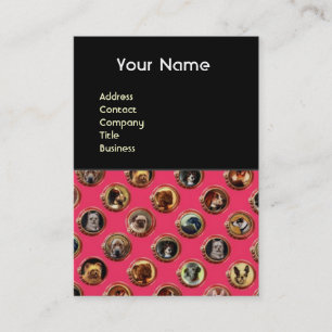 Cartão De Visita VICTORIANOS/RETRATOS DE CÃO DE MINIATURA,Rosa