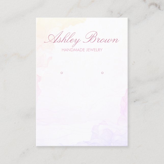 Cartão De Visita Vídeo de Joalharia de Pastel em Aquarela (Frente)