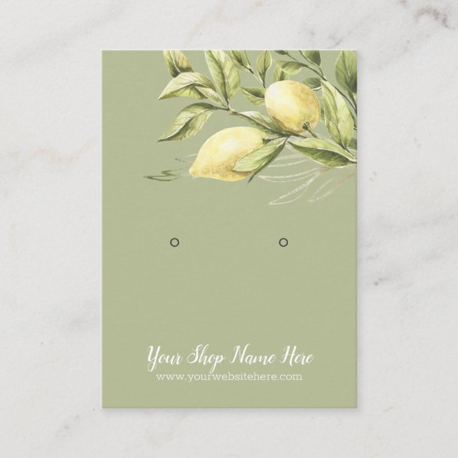 Cartão De Visita Vídeo de Limões Verdes de Sage em Aquarela (Frente)
