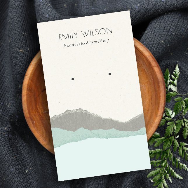 Cartão De Visita Vídeo de Onda das Montanhas Pastel Aqua Kraft Moun (Criador carregado)