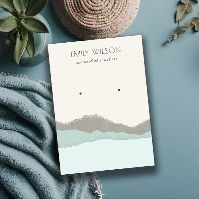 Cartão De Visita Vídeo de Onda das Montanhas Pastel Aqua Kraft Moun (Criador carregado)
