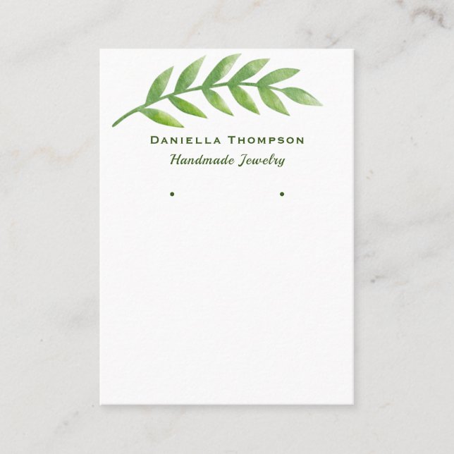 Cartão De Visita Vídeo de Orelha de Joias do Verde Botânico (Frente)