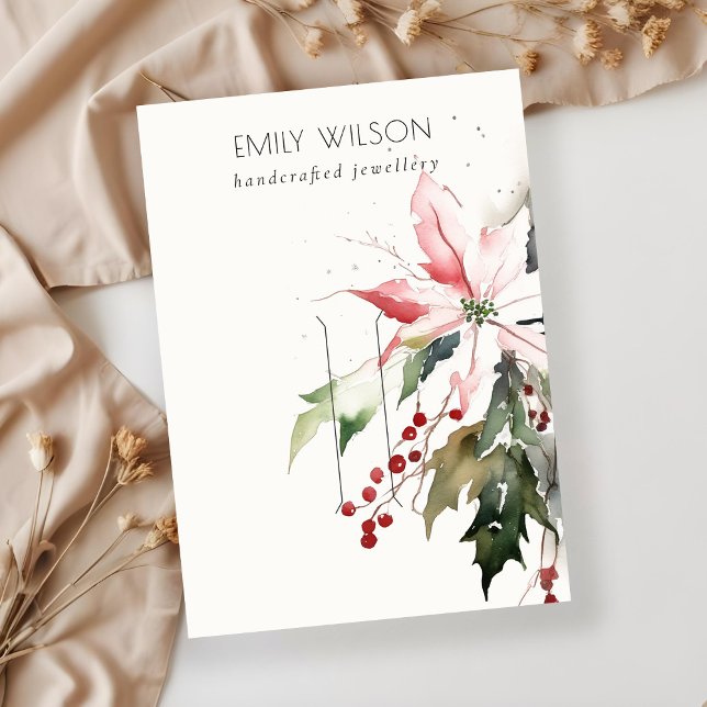 Cartão De Visita Vídeo de Pavilhão de Berry Poinsettia de Natal Sua (Criador carregado)