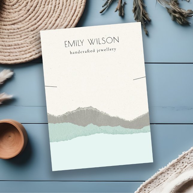 Cartão De Visita Vídeo do Colar das Ondas de Pastel Aqua Kraft Moun (Criador carregado)