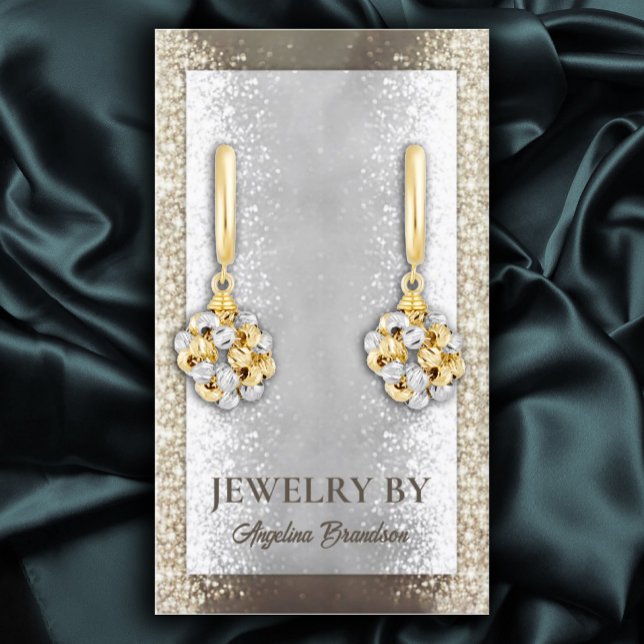 Cartão De Visita Vídeo Dourado de brilho de prata com brilho (Perfect for business)