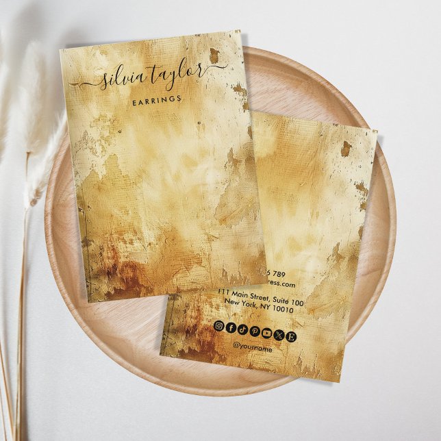 Cartão De Visita Vídeo Dourado do Grunge Old Wood (grunge texture)