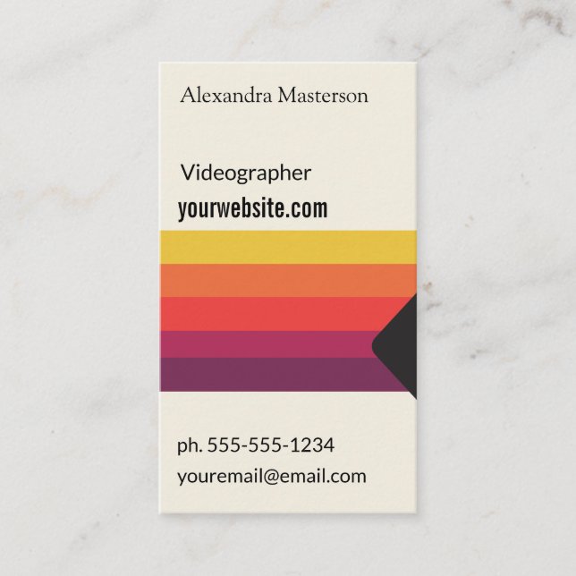 Cartão De Visita Video tape retro de VHS para Videographers, (Frente)