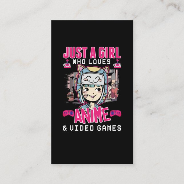 Cartão De Visita Videos games Animes Garota Otaku Teen Japonês (Frente)