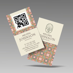 Cartão De Visita Vidro Art Nouveau Vertical Colorido QR Carro de Ne