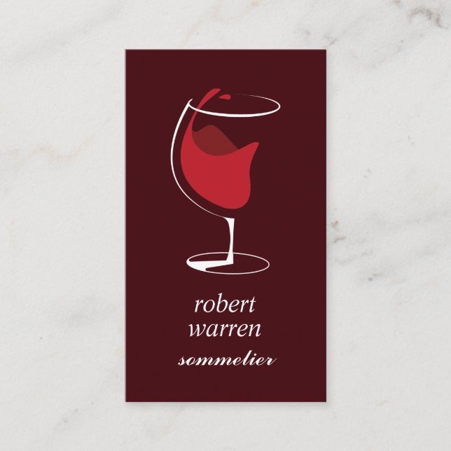 Cartão De Visita Vidro branco Elegante Vidro tinto sommelier (Frente)