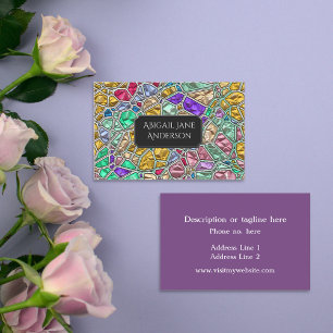 Cartão De Visita Vidro colorido da jóia - personalize & escolha a