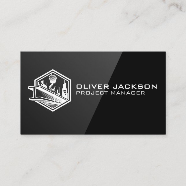 Cartão De Visita Vidro de Construção e Feixe de Aço (Frente)