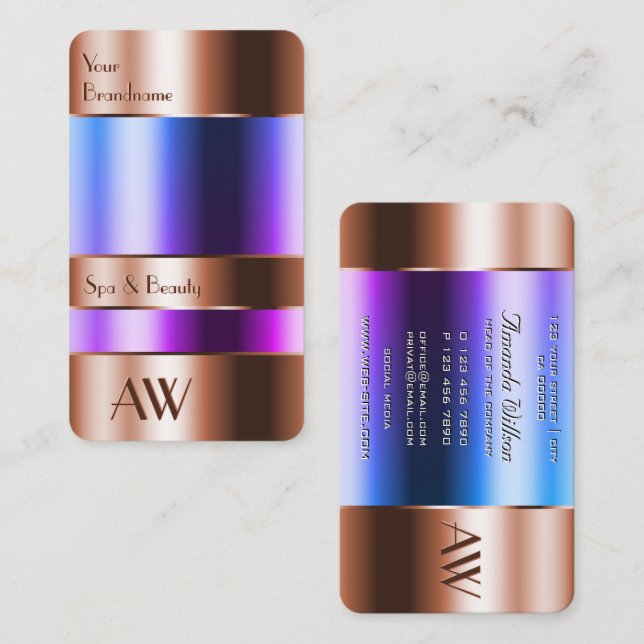 Cartão De Visita Vidro Nobre De Cobre Pode Parecer Líquidos Azuis I (Frente/Verso)