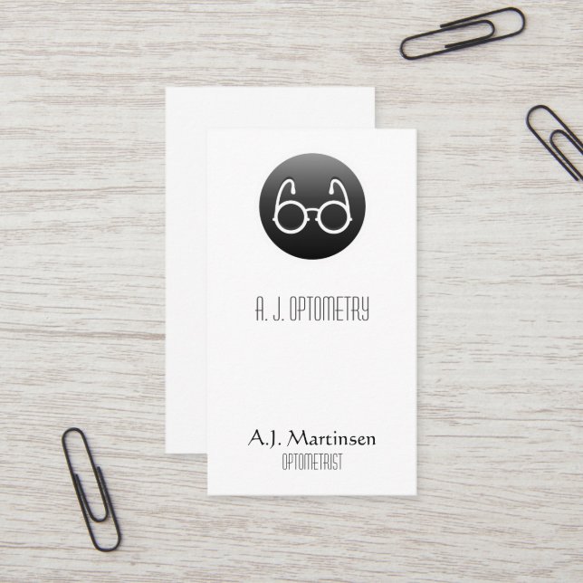 Cartão De Visita Vidros do olho em um botão preto (Frente/Verso In Situ)