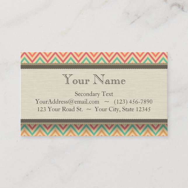 Cartão De Visita Vigas do ziguezague do Grunge do arco-íris (Frente)