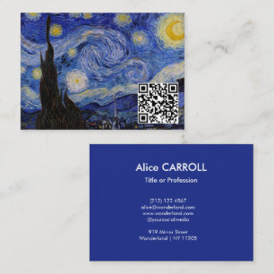 Cartão De Visita Vincent Van Gogh - A Noite Estrelada - Código QR