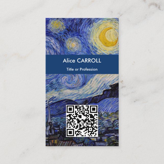 Cartão De Visita Vincent Van Gogh - A Noite Estrelada - Código QR (Frente)