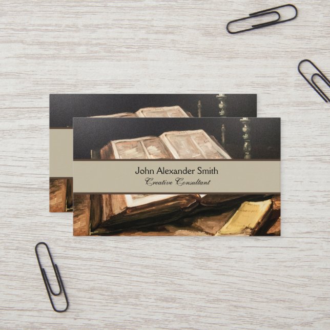 Cartão De Visita Vincent van Gogh: Ainda a vida com Bíblias (Frente/Verso In Situ)