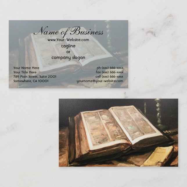 Cartão De Visita Vincent van Gogh: Ainda a vida com Bíblias (Frente/Verso)