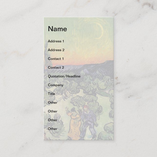 Cartão De Visita Vincent Van Gogh - Paisagem Com Belas Artes Casais (Frente)