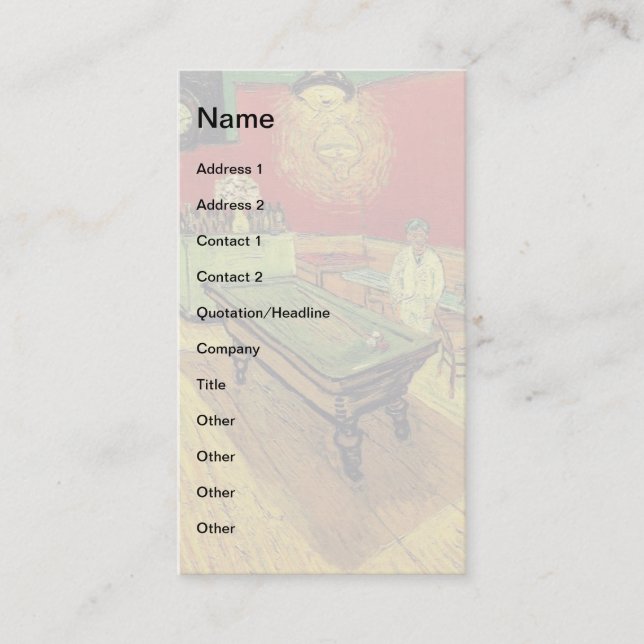 Cartão De Visita Vincent Van Gogh - The Night Cafe Fine Art (Frente)