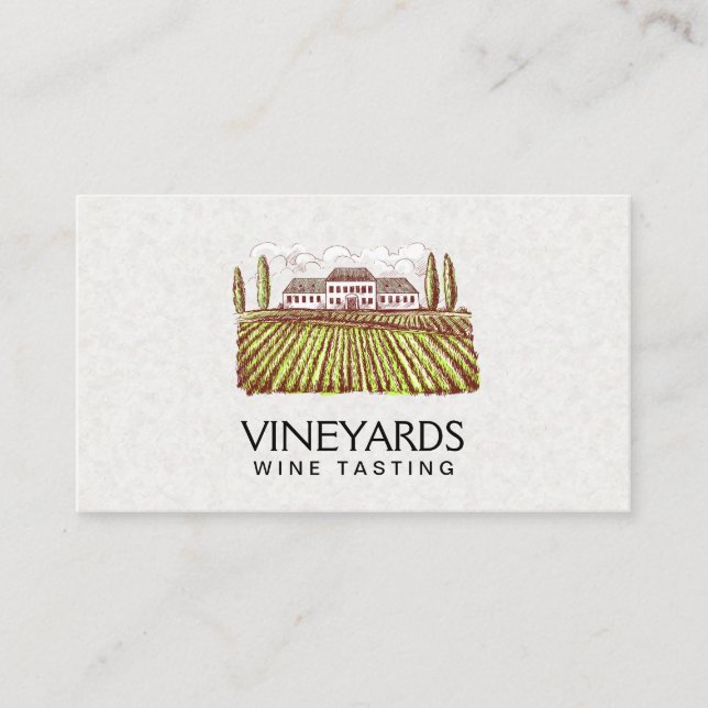 Cartão De Visita Vineyard Estate | Desenho da Vinery (Frente)