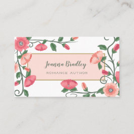 Cartão De Visita Vinhas De Flor Verde Rosa Pêssego