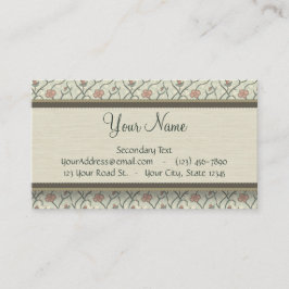 Cartão De Visita Vinhas, tiras e monogramas de cor-de-água rosa