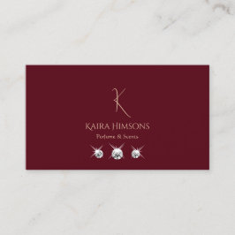 Cartão De Visita Vinho comum moderno tinto com monograma e joias