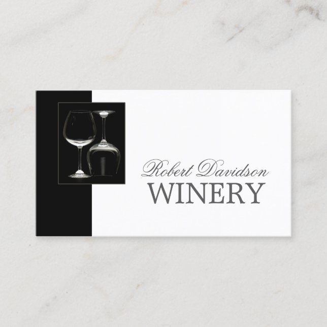 Cartão De Visita Vinho-Criador Sommelier Winery Black Glass Card (Frente)