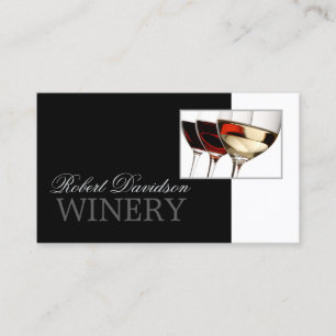 Cartão De Visita Vinho Criador Sommelier Winery Black & White Card