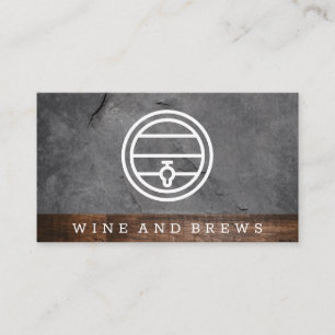 Cartão De Visita Vinho e cerveja  Madeira e ardósia