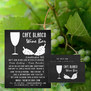 Cartão De Visita Vinho E Uvas, Bar/Vinha De Chalkboard