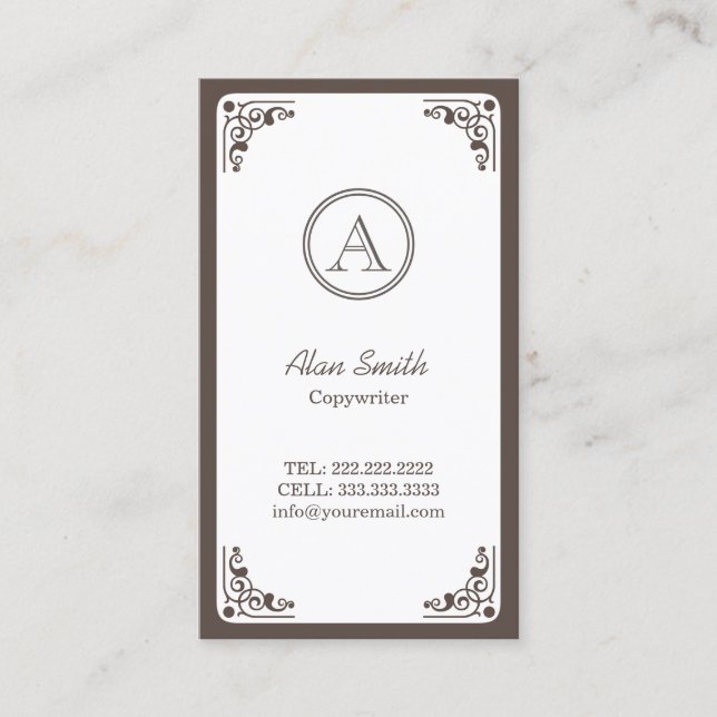 Cartão De Visita Vintage Art Deco Enquadrada Copywrite (Frente)